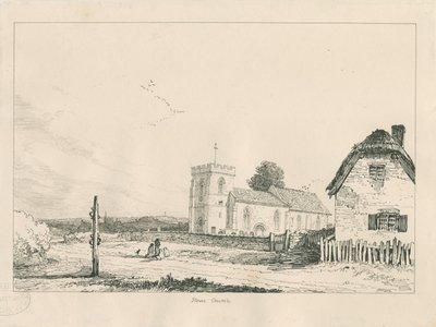 Stowe Church: rysunek piórem i tuszem autorstwa Thomas Peploe Wood