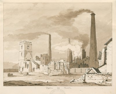 Tipton Old Church: rysunek w sepii, 1837 autorstwa Thomas Peploe Wood