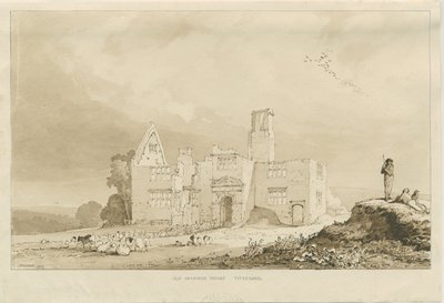 Tittensor - Stary Dwór: rysunek rozmyty sepii, 1837 autorstwa Thomas Peploe Wood