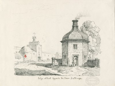 Tixall - Lodge: rysunek piórem i tuszem autorstwa Thomas Peploe Wood