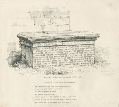 Tixall Church Yard - Table Tomb: rysunek piórem i tuszem autorstwa Thomas Peploe Wood
