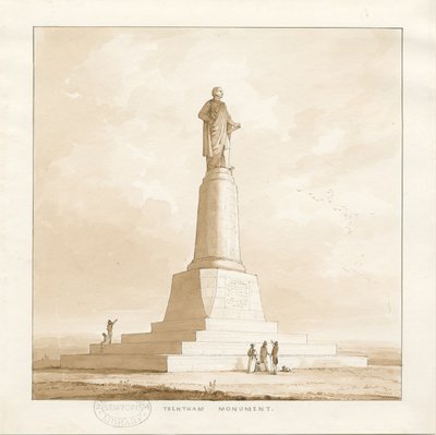 Trentham - Pomnik księcia Sutherland: rysunek piórem i płynem, 1838 autorstwa Thomas Peploe Wood