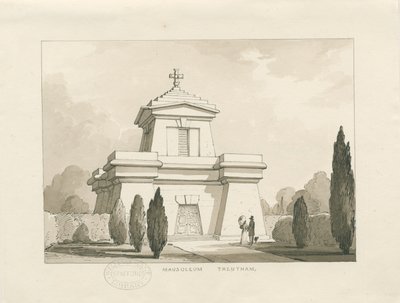 Trentham - Mauzoleum: rysunek piórkiem i praniem, bd [?1838] (rysunek) autorstwa Thomas Peploe Wood