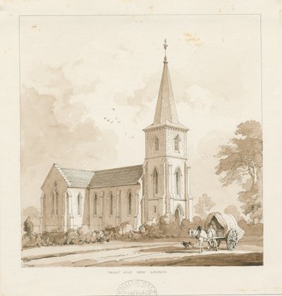 Trentham - „Trent Vale New Church”: rysunek w sepii, nd [1842, por. Wood Portfolio 148]] (rysunek) autorstwa Thomas Peploe Wood