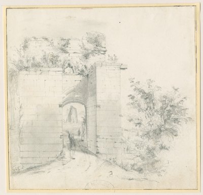 Zamek Tutbury - Brama wejściowa: rysunek ołówkiem, nd [?XIX w.] (rysunek) autorstwa Thomas Peploe Wood