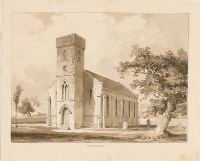 Kościół Walsall Wood: rysunek w sepii, bd [1817-1845] (rysunek) autorstwa Thomas Peploe Wood