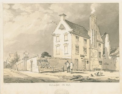 Wednesfield - „Old Hall”: sepia, rysunek piórem i podbarwieniem, 1837 autorstwa Thomas Peploe Wood