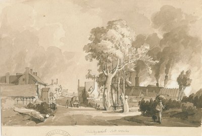 Weston-on-Trent - Shirleywich Saltworks: rysunek w sepii, 1838 autorstwa Thomas Peploe Wood