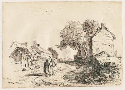 Wetton - Village Street: rysunek piórem i tuszem, 1836 autorstwa Thomas Peploe Wood