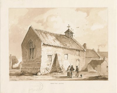 Wheaton Aston Chapel: rysunek w sepii, 1841 autorstwa Thomas Peploe Wood