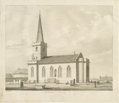 Kościół Whittington: rysunek w sepii autorstwa Thomas Peploe Wood