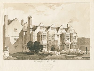 Whittington Hall: rysunek długopisem i praniem, 1836 autorstwa Thomas Peploe Wood