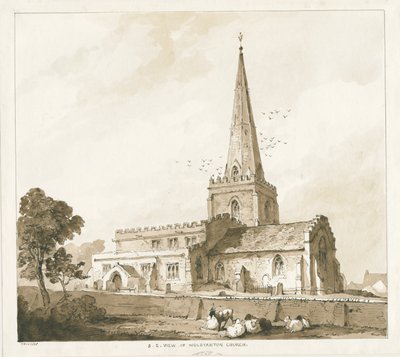 Kościół Wolstanton: grawerowanie i [?XIX wiek] autorstwa Thomas Peploe Wood