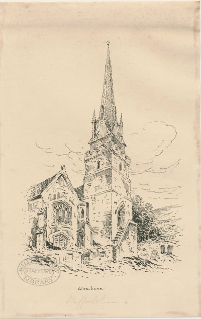 Kościół Wombourne: cynkograf i [poł. XIX w.] (rysunek) autorstwa Thomas Peploe Wood