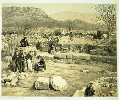 Widok świątyni Marsa, z „Historii odkryć w Halikarnasie, Cnidus, und Branchidae”, autorstwa Charlesa Thomasa Newtona (1816-94) opublikowanej w 1862 r. autorstwa Thomas Picken