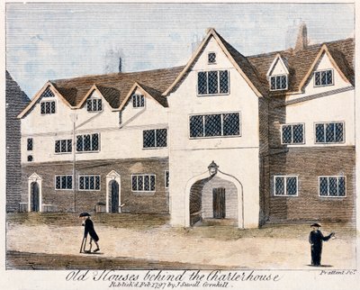 Domy za szpitalem Charterhouse, Londyn, 1797. autorstwa Thomas Prattent
