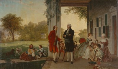 Waszyngton i Lafayette w Mount Vernon, 1784 Dom Waszyngtona po wojnie, 1859. autorstwa Thomas Pritchard Rossiter