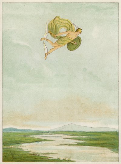 Perseusz leci, by zabić Gorgona (kolor lito) autorstwa Thomas Ralph Spence