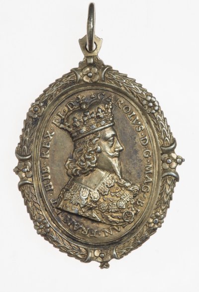 Odznaka kibiców Karola I i Henrietty Marii, ok. 1649 (srebro pozłacane) autorstwa Thomas Rawlins