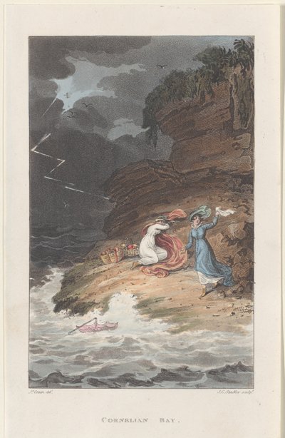 Cornelian Bay, z Poetical Sketches of Scarborough, 1813., 1813. Twórcy: Thomas Rowlandson, Joseph Constantine Stadler, J. Bluck. autorstwa Thomas Rowlandson, Joseph Constantine Stadler, J. Bluck