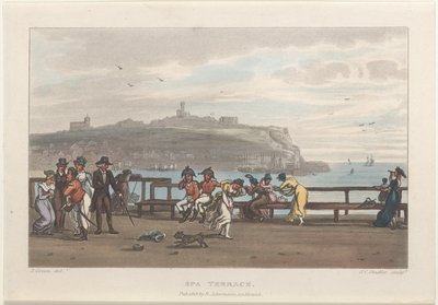 Spa Terrace, z Poetycznych szkiców Scarborough, 1813., 1813. Twórcy: Thomas Rowlandson, Joseph Constantine Stadler, J. Bluck. autorstwa Thomas Rowlandson, Joseph Constantine Stadler, J. Bluck