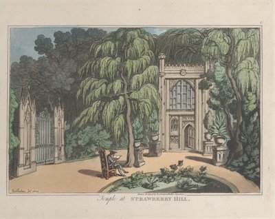Świątynia na Strawberry Hill, z Sketches from Nature, 1822., 1822. Twórcy: Thomas Rowlandson, Joseph Constantine Stadler. autorstwa ThomasThomas Rowlandson, Joseph Constantine Stadler Thomas Rowlandson, Joseph Constantine Stadler
