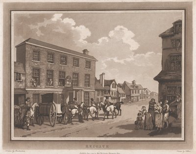 Reigate Wycieczka do Brighthelmstone, 1 czerwca 1790., 1 czerwca 1790. Twórcy: Thomas Rowlandson, Samuel Alken. autorstwa Thomas Rowlandson, Samuel Alken