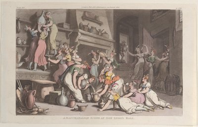 Scena bachanalia na balu Don Luigiego, z Neapolu i Campagna Felice: w..., 1 czerwca 1815. autorstwa Thomas Rowlandson