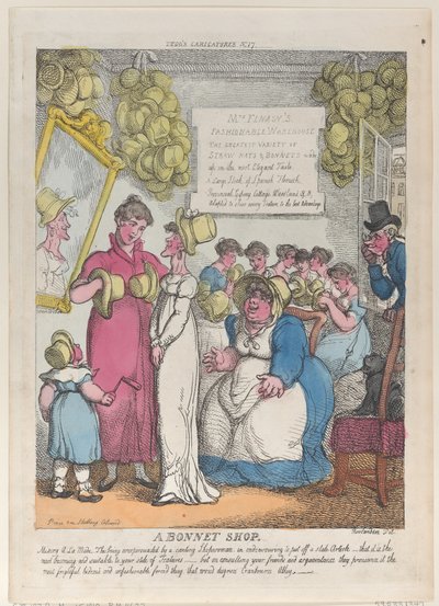 A Bonnet Shop, 15.05.1810., 15.05.1810. autorstwa Thomas Rowlandson