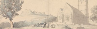 Pogrzeb w Carisbrooke na Wyspie Wight autorstwa Thomas Rowlandson