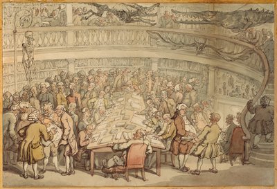Rozmowa w „Surgeons Hall”, Old Bailey, Londyn autorstwa Thomas Rowlandson