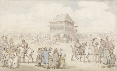 Spotkanie zatłoczonego wyścigu, ok. 1805-10 (pióro i atrament oraz w/c na papierze) autorstwa Thomas Rowlandson