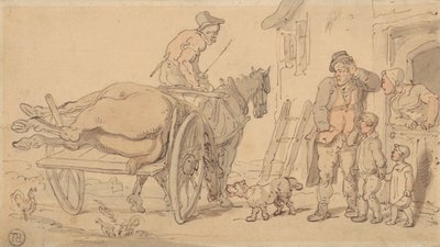 Martwy koń na wózku Knackera autorstwa Thomas Rowlandson