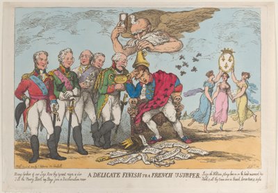 Delikatne wykończenie francuskiego uzurpatora, 20 kwietnia 1814, 20 kwietnia 1814. autorstwa Thomas Rowlandson