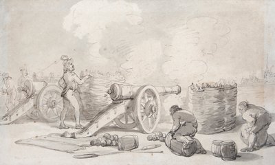 Francuska dywizja artylerii w akcji (akwarela) autorstwa Thomas Rowlandson