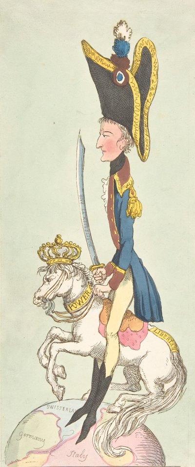 Wielki człowiek na koniu hobby, 1803., 1803. autorstwa Thomas Rowlandson