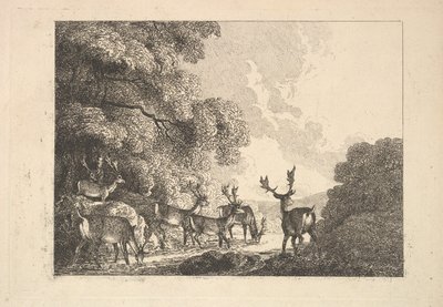 Grupa pijących jeleni, 1784-88. autorstwa Thomas Rowlandson