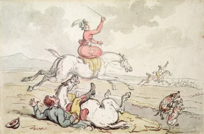 Incydent na polowaniu (pióro i atrament oraz akwarela na papierze) autorstwa Thomas Rowlandson