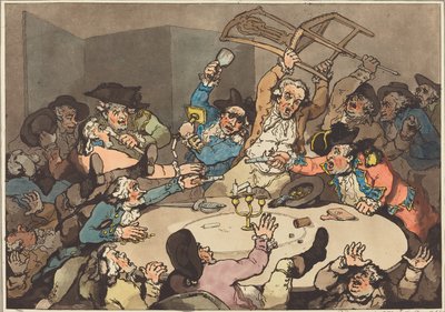 A Kick-up at a Hazard Table, opublikowany 1787. autorstwa Thomas Rowlandson