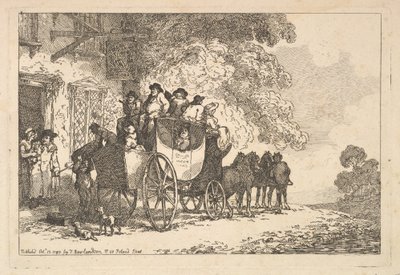 Załadowany dyliżans przed stacją pocztową autorstwa Thomas Rowlandson