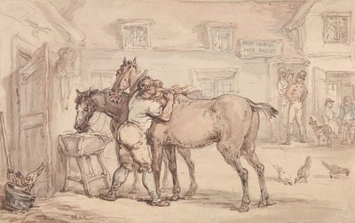 Stajnia wynajmująca konie autorstwa Thomas Rowlandson