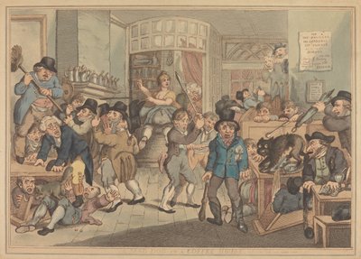 Szalony pies w kawiarni autorstwa Thomas Rowlandson