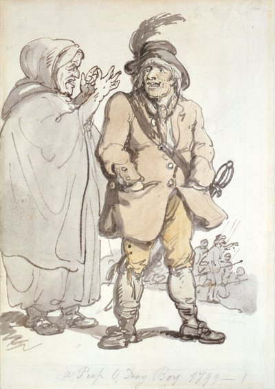 Peep O Day Boy, 1799 (atrament i toaleta na papierze) autorstwa Thomas Rowlandson