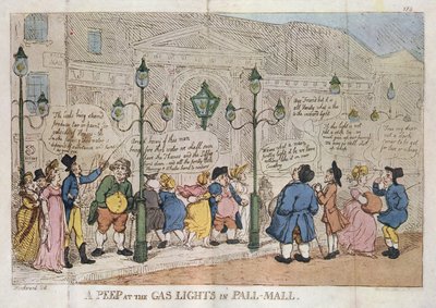 Podgląd na światła gazowe w Pall Mall Rowlandson 1809 autorstwa Thomas Rowlandson
