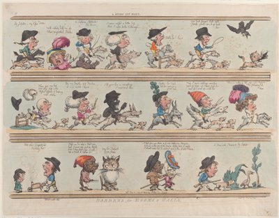 Polowanie na karłowatego kota, Granice dla pokoi i sal, tablica 9, 20 czerwca 1799., 20 czerwca 1799. autorstwa Thomas Rowlandson