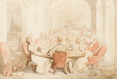 Ochrypły lunch w wiejskim domu (pranie tuszu i koloru na papierze) autorstwa Thomas Rowlandson