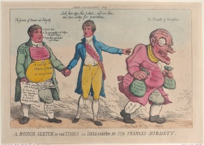 Rough Sketch of the Times as Deleniated przez Sir Francisa Burdetta, ..., [9 maja 1810], wznowione 1819. autorstwa Thomas Rowlandson