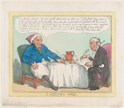Testament marynarza, 25 maja 1805 r., 25 maja 1805 r. autorstwa Thomas Rowlandson