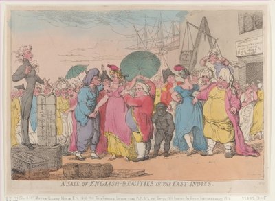 Sprzedaż angielskich piękności w Indiach Wschodnich, [10 maja 1811], przedruk, [10 maja 1811], przedruk. autorstwa Thomas Rowlandson