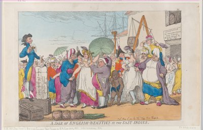 Sprzedaż angielskich piękności w Indiach Wschodnich, [10 maja 1811], przedruk, [10 maja 1811], przedruk. autorstwa Thomas Rowlandson